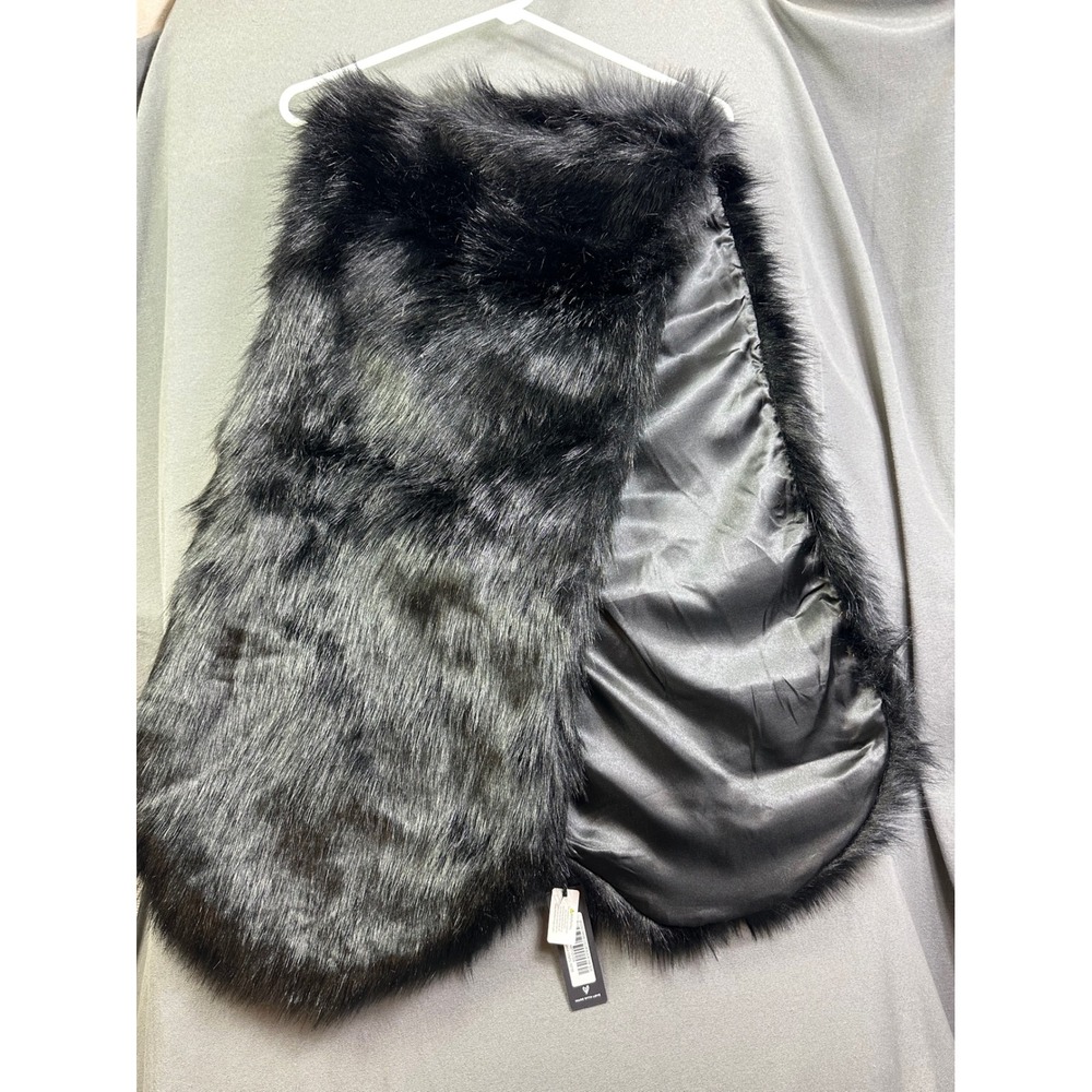 Lulus Black Faux Fur Stole Wrap SF320010BKBK One Size NWT
